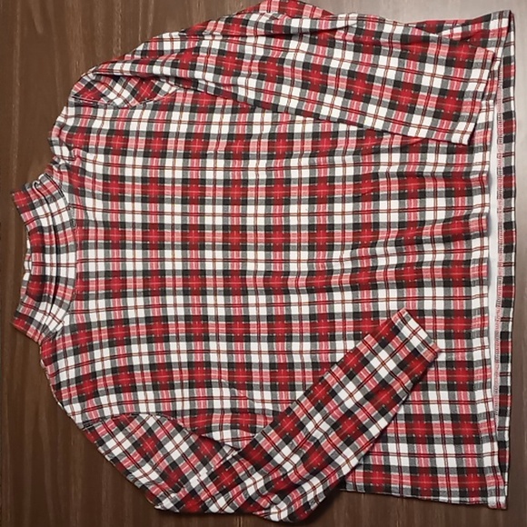 Studio Works Tops - Studio Works Red Plaid Mock Neck Blouse Size XL